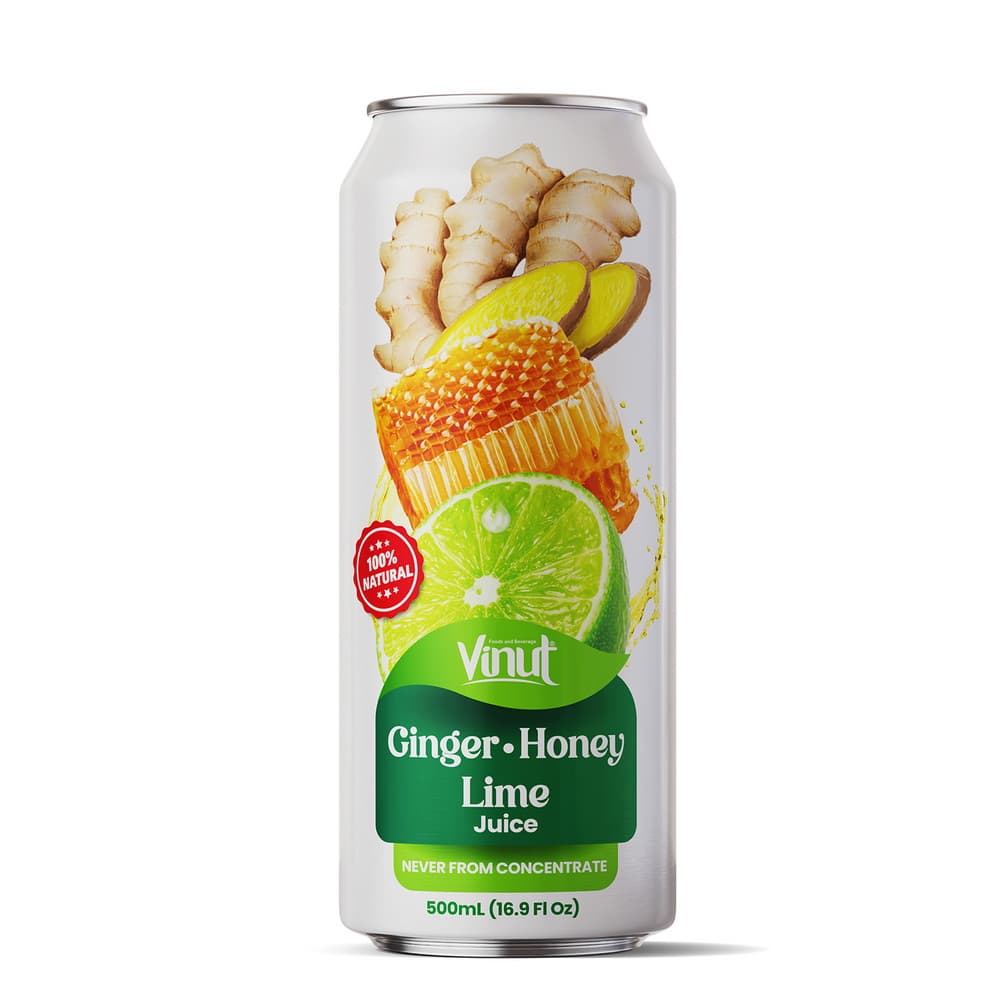 VINUT 100%天然非浓缩还原姜汁蜂蜜青柠饮品 500毫升 (16.9液量盎司)