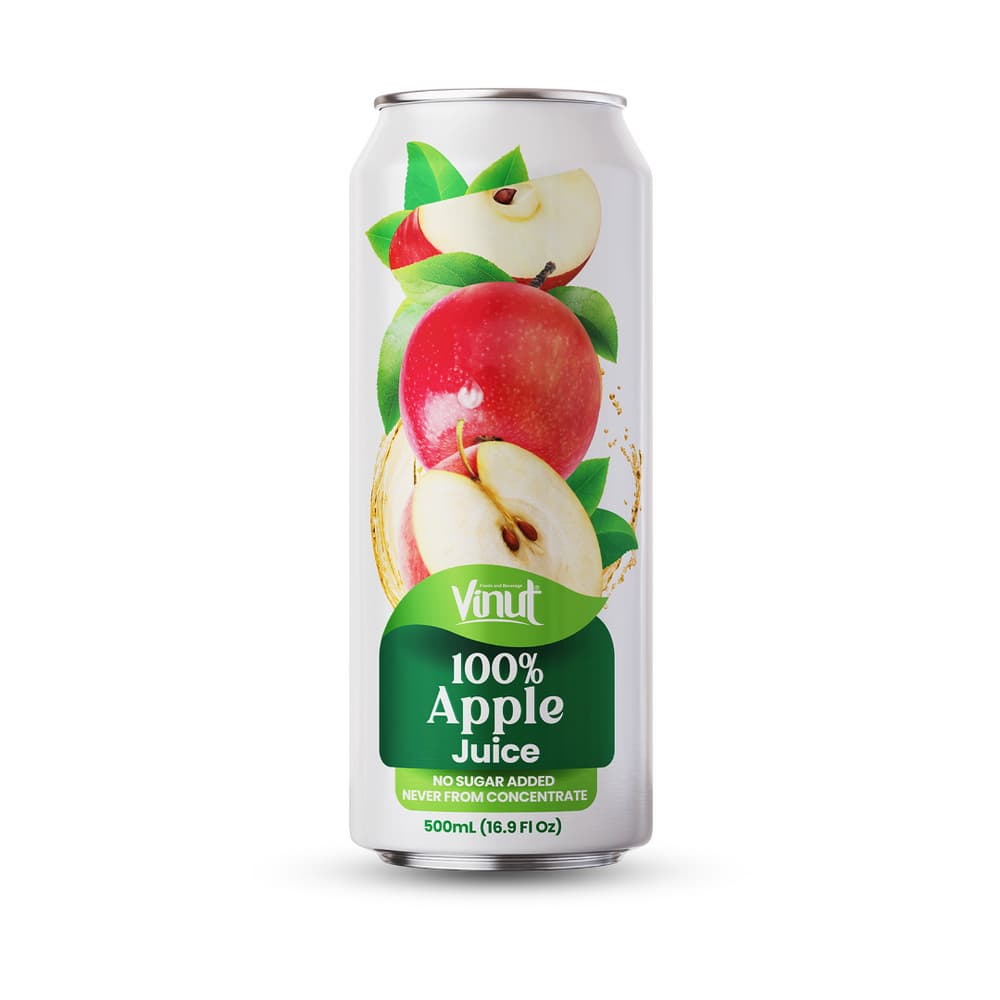 VINUT 100% 苹果汁 无添加糖 非浓缩还原 纤长罐装 16.9液量盎司 500毫升