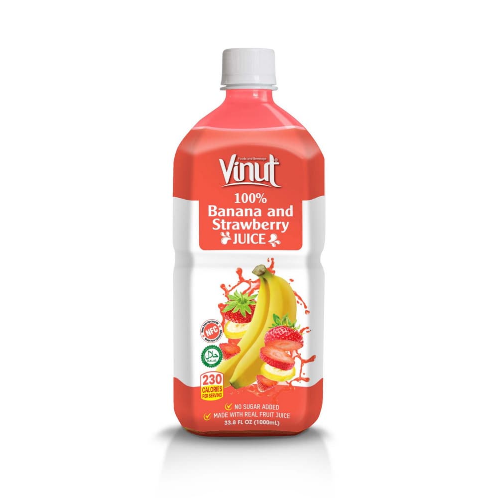 VINUT 100% 香蕉草莓果汁 NFC 非浓缩还原 无添加糖 1000毫升 PET瓶