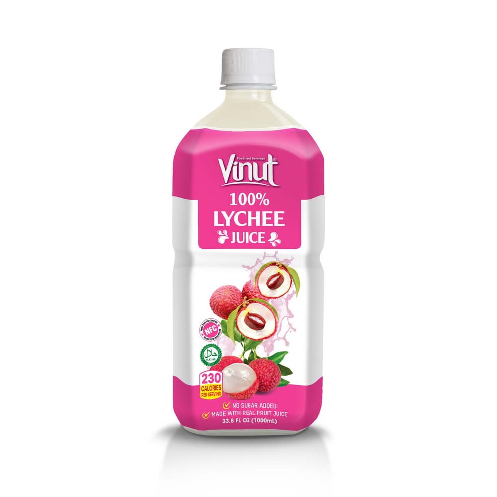 VINUT 100% Lychee Juice, No Added Sugar, 33.8 fl oz (1,000 mL) PET Bottle
