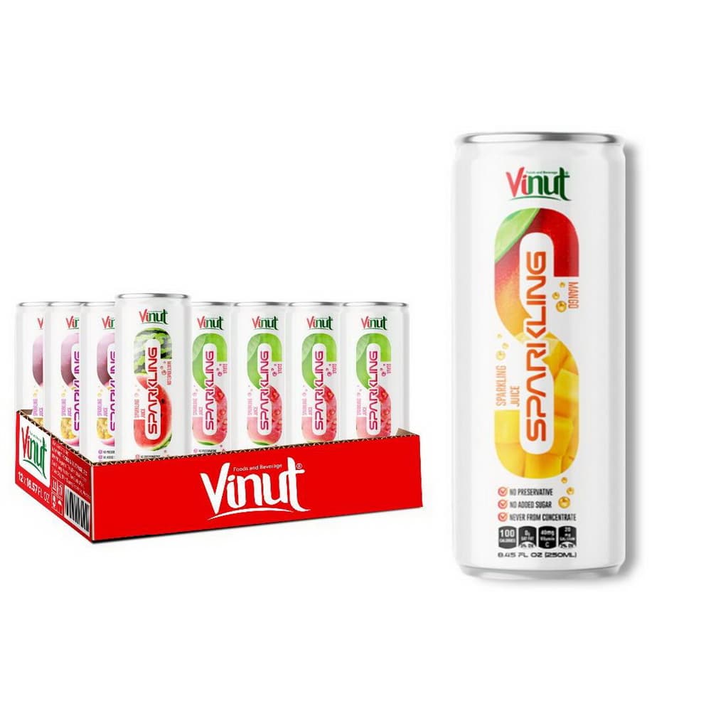 VINUT 芒果气泡果汁, 无防腐剂, 无添加糖, 非浓缩还原, 纤体罐 (250毫升)