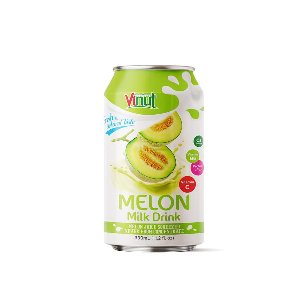 VINUT 甜瓜牛奶饮料 新鲜天然风味 非浓缩还原甜瓜汁 罐装 330毫升 (11.2液量盎司)